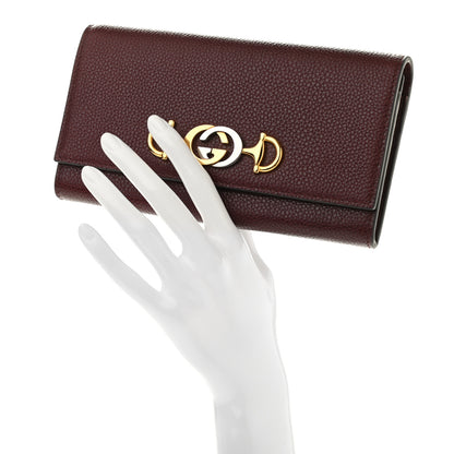 Gucci Grainy Calfskin Zumi Continental Wallet Vintage Bordeaux 2 of 7