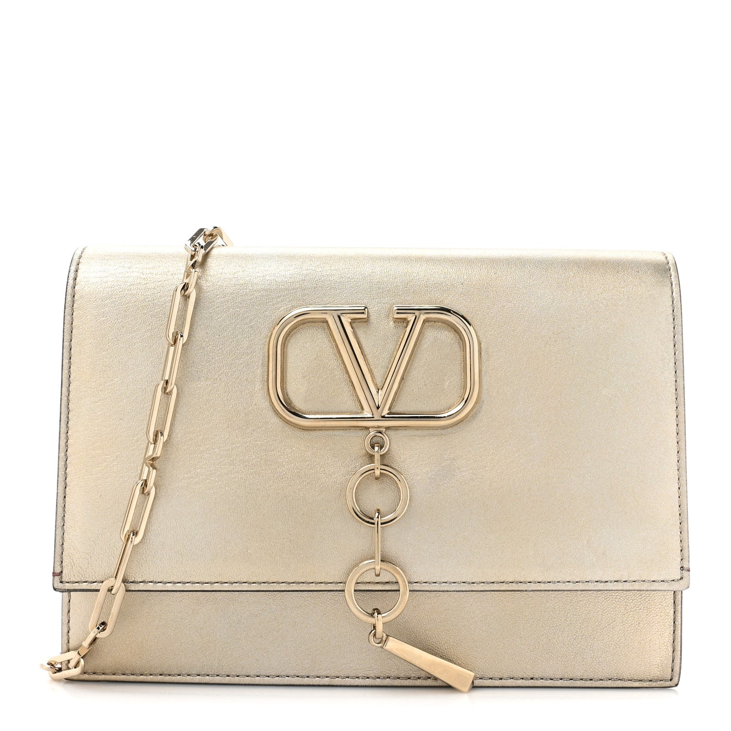 VALENTINO GARAVANI Metallic Nappa Small VCase Bag Platinum