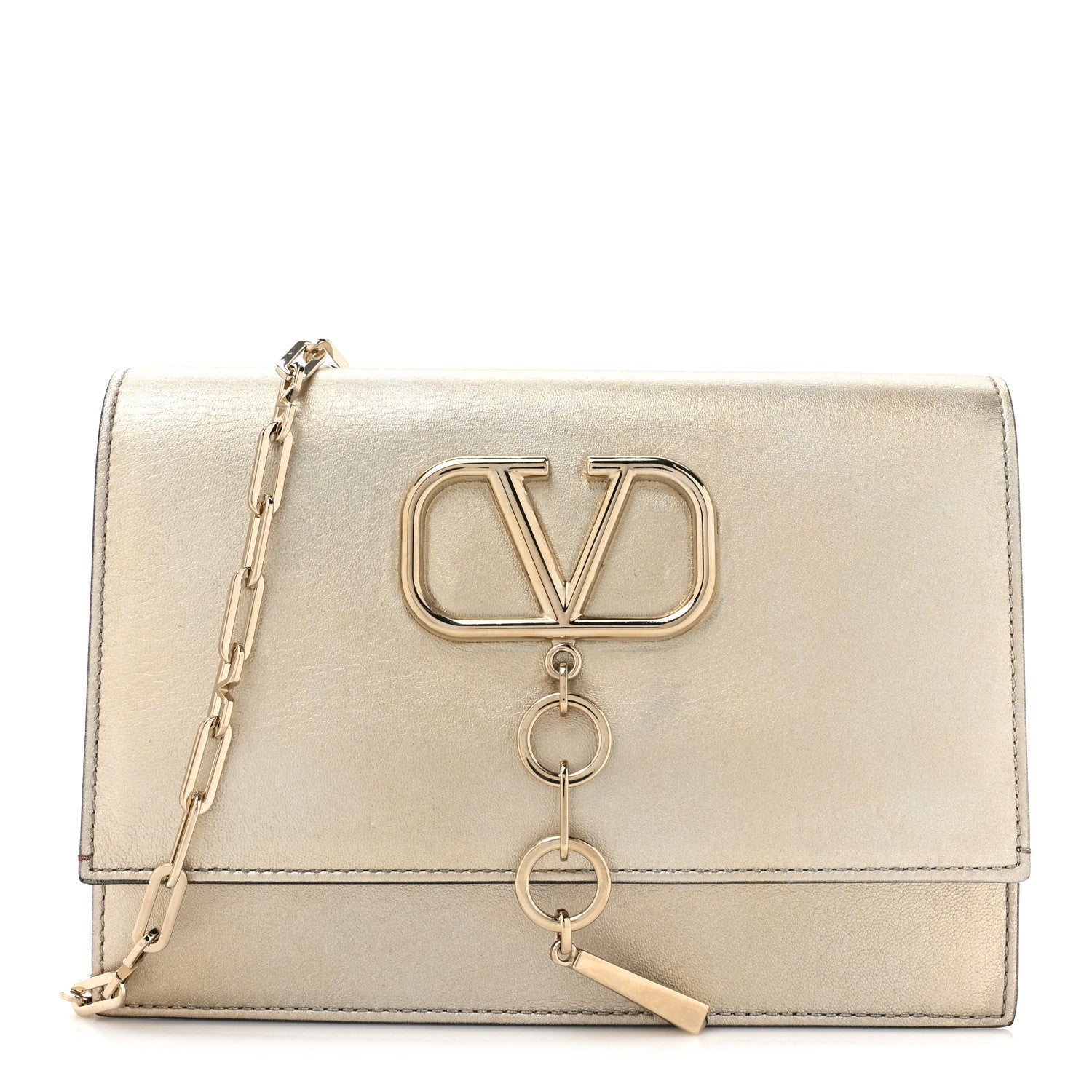 Valentino Garavani VALENTINO GARAVANI Metallic Nappa Small VCase Bag Platinum 1 of 12
