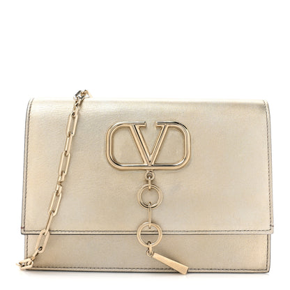 Valentino Garavani VALENTINO GARAVANI Metallic Nappa Small VCase Bag Platinum 1 of 12