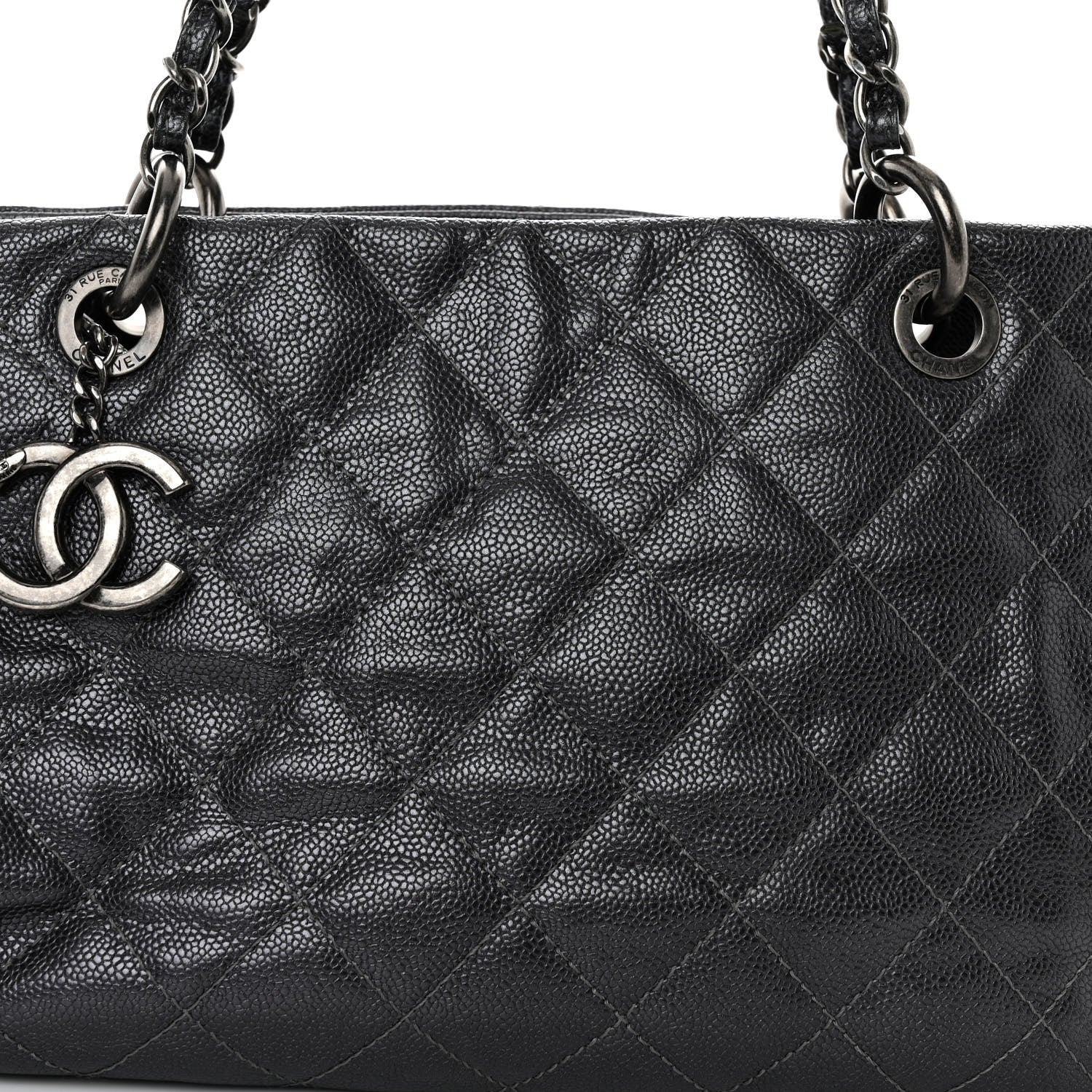 Chanel Iridescent Caviar Quilted Chic Shopping Tote Silver 9 of 12
