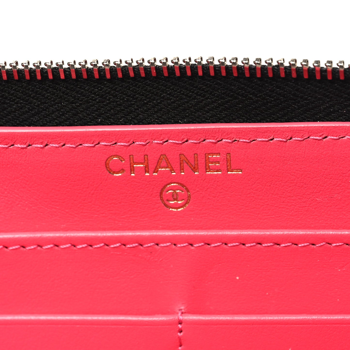 Caviar Quilted Perforated CC Long Zipped Wallet Black