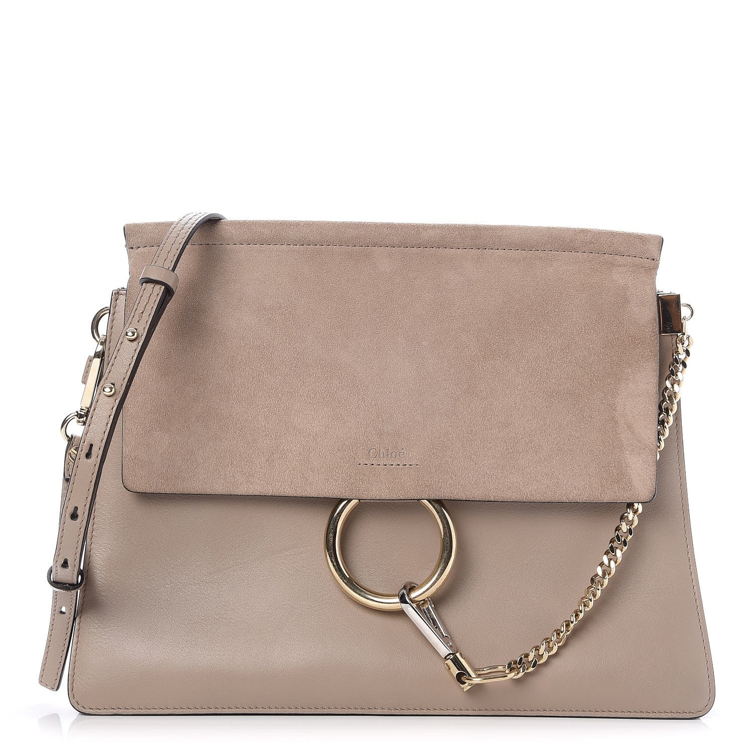 Chloe Calfskin Suede Medium Faye Shoulder Bag Motty Grey 1 of 7