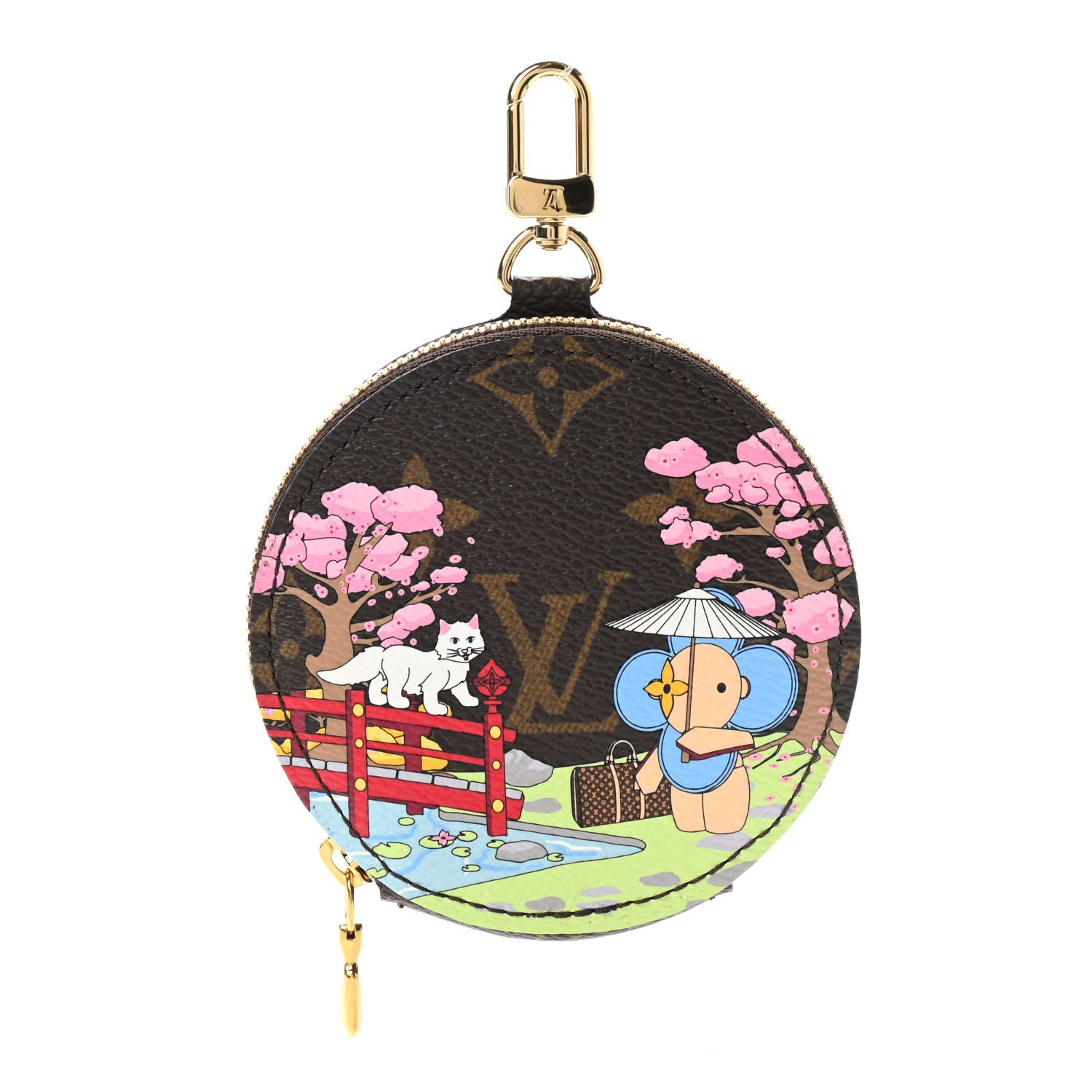 Louis Vuitton Monogram 2021 Christmas Animation Japanese Garden Round Coin Purse Wisteria Pink 1 of 5