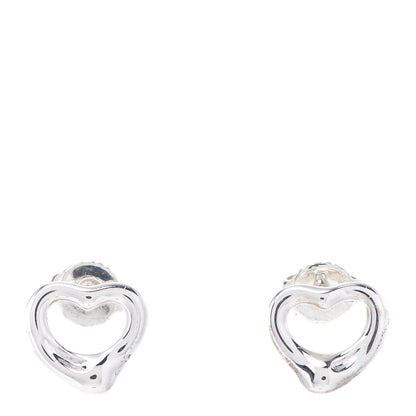 Tiffany Sterling Silver 11mm Elsa Peretti Open Heart Earrings 1 of 5