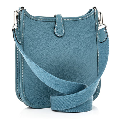 Hermes Taurillon Clemence Evelyne TPM New Blue Jean 3 of 11