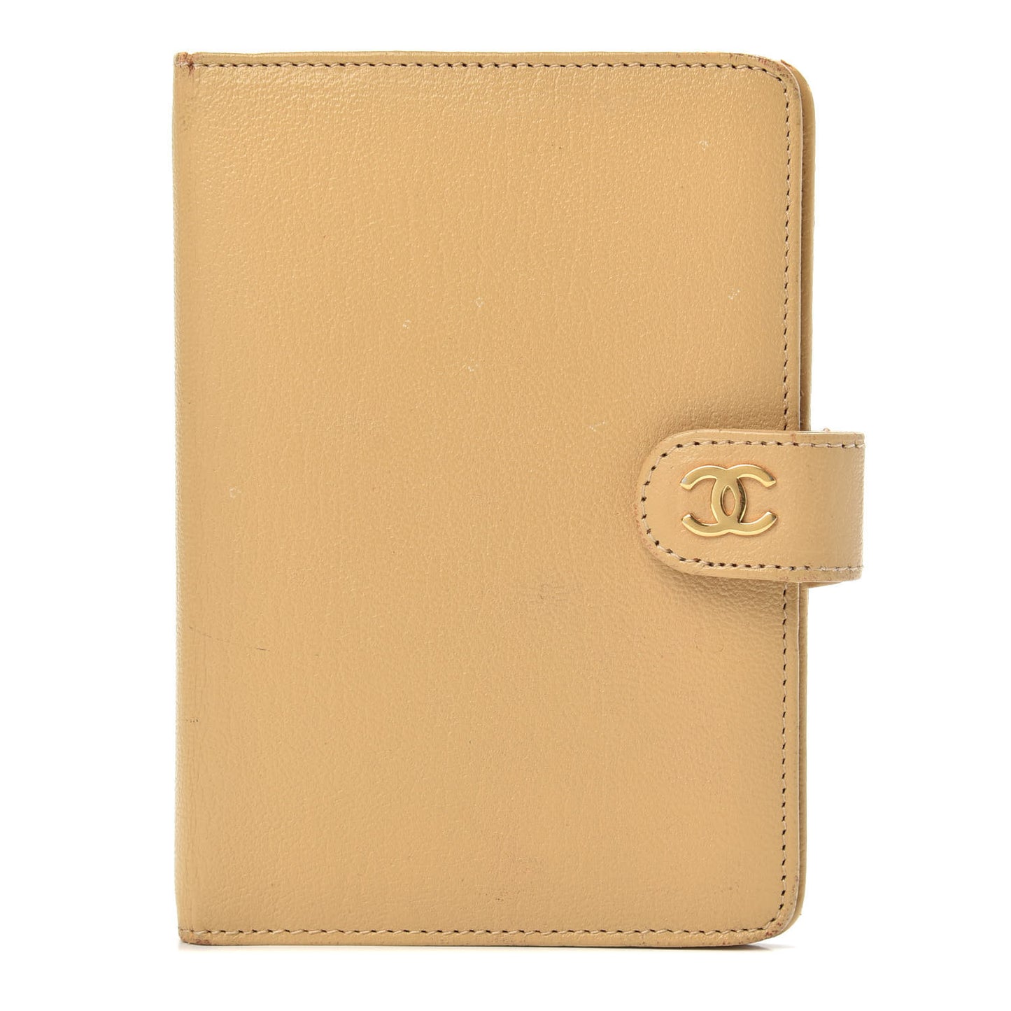 Goatskin Small Ring Agenda Planner Beige