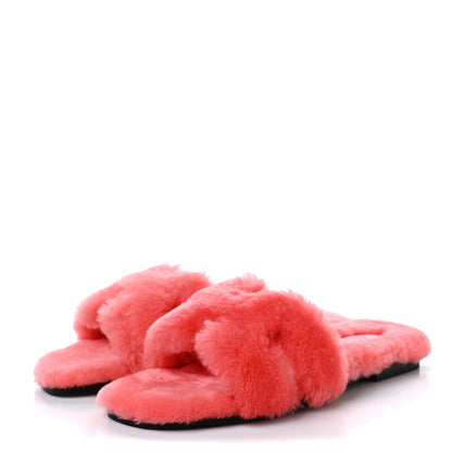 Hermes Woolskin Oran Sandals 37.5 Rose Du Desert 3 of 8