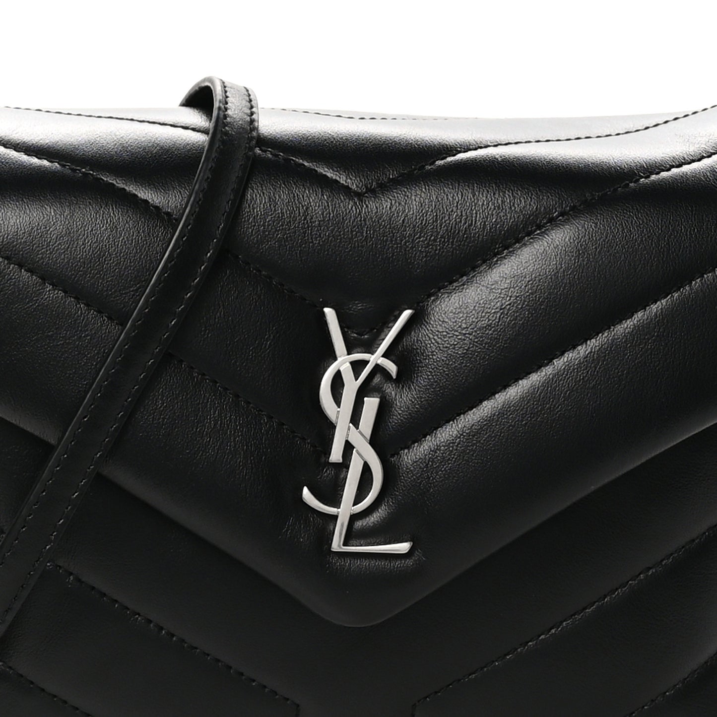 Calfskin Y Quilted Monogram Toy Loulou Crossbody Bag Black