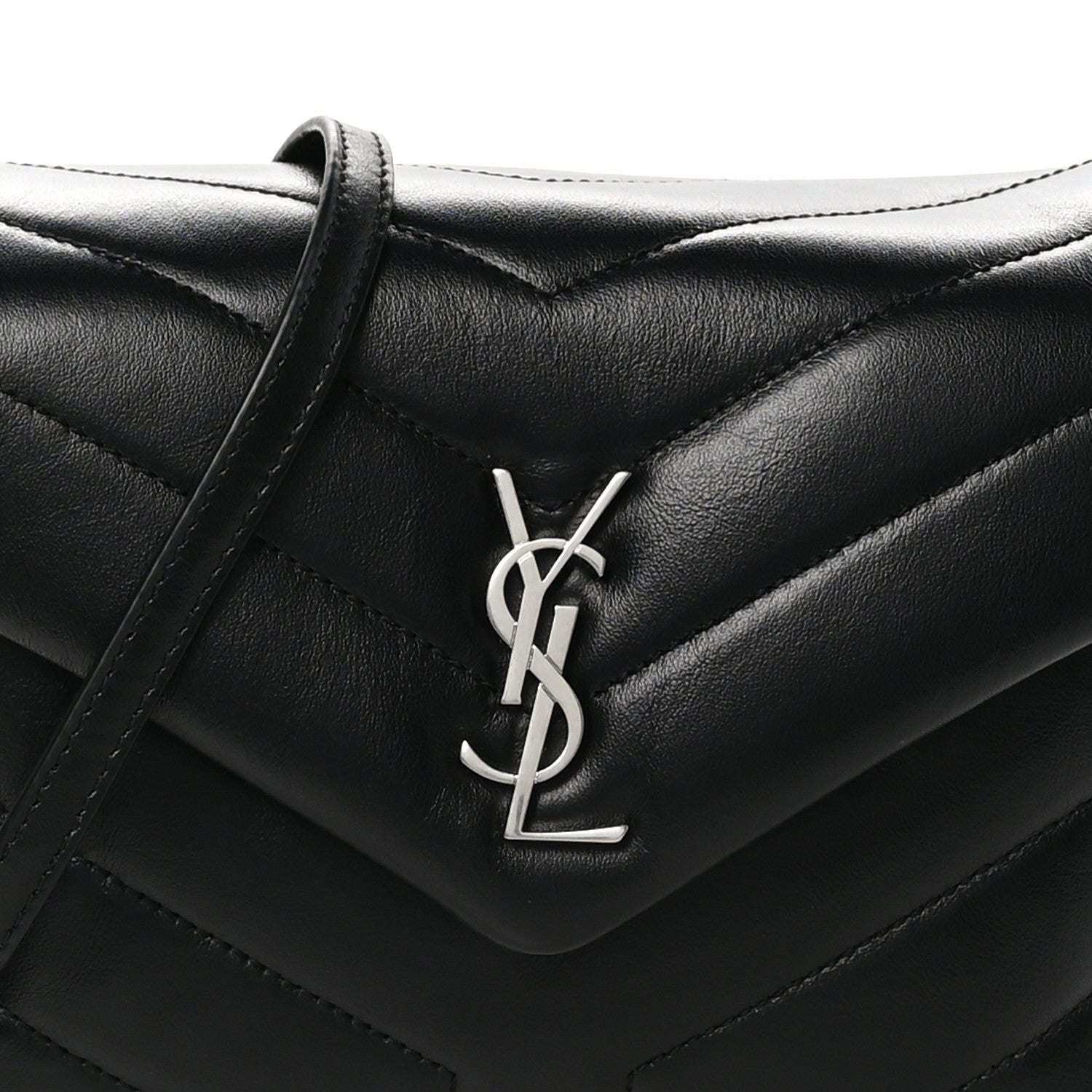 Saint Laurent Calfskin Y Quilted Monogram Toy Loulou Crossbody Bag Black 8 of 11