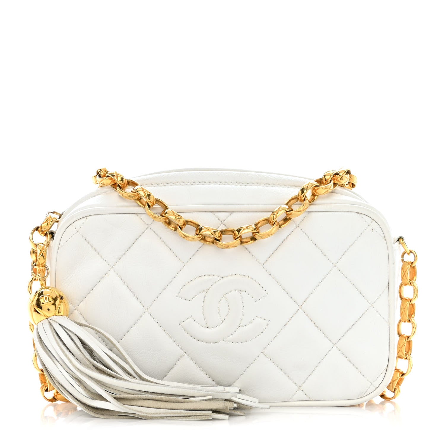 Chanel Lambskin Quilted Tassel Camera Bag White 1 of 12