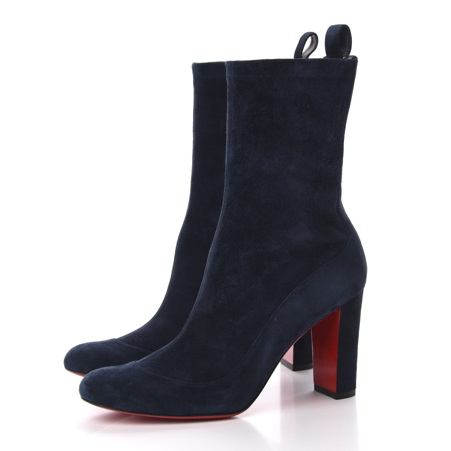 Veau Velours Stretch Gena 85 Bootie 38.5 Navy