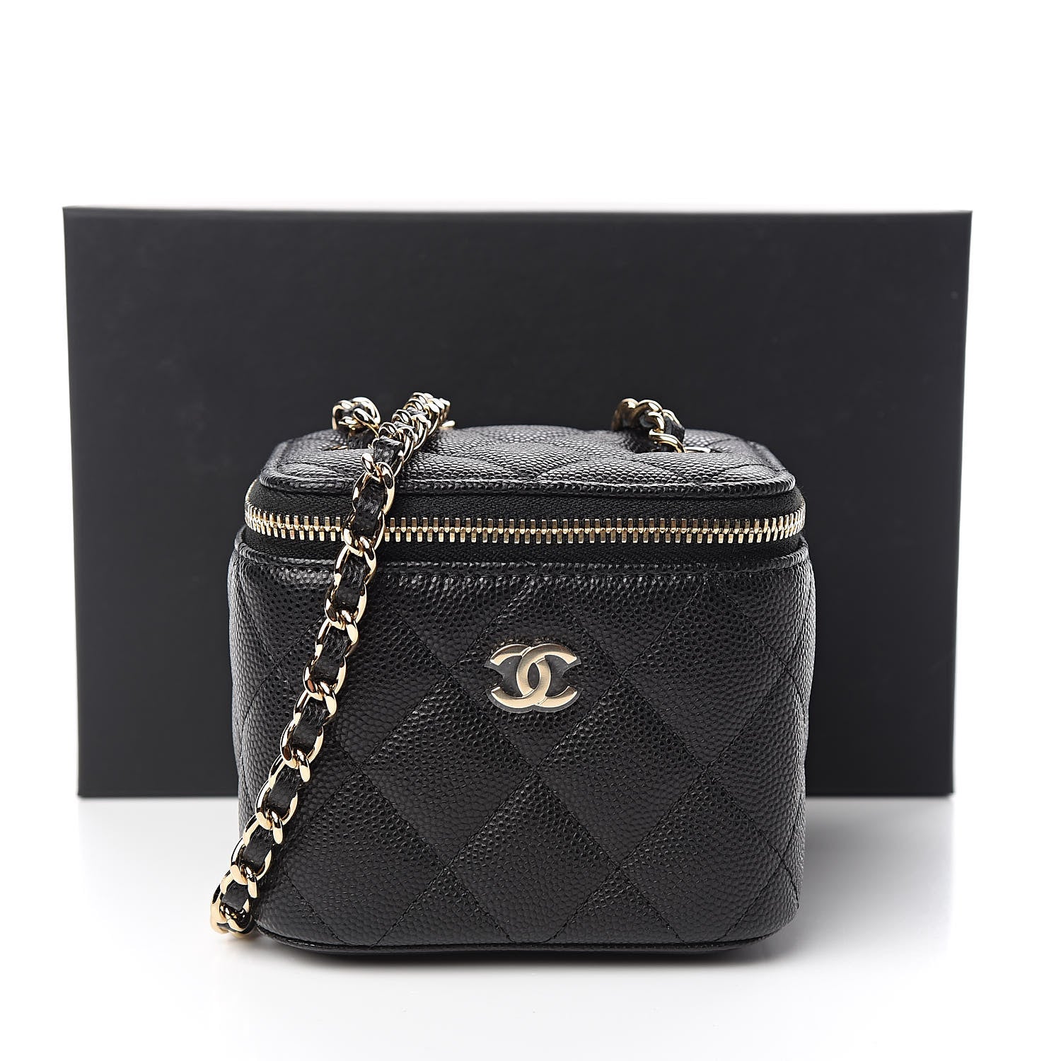 Chanel Caviar Quilted Mini Vanity Case With Chain Black 11 of 11