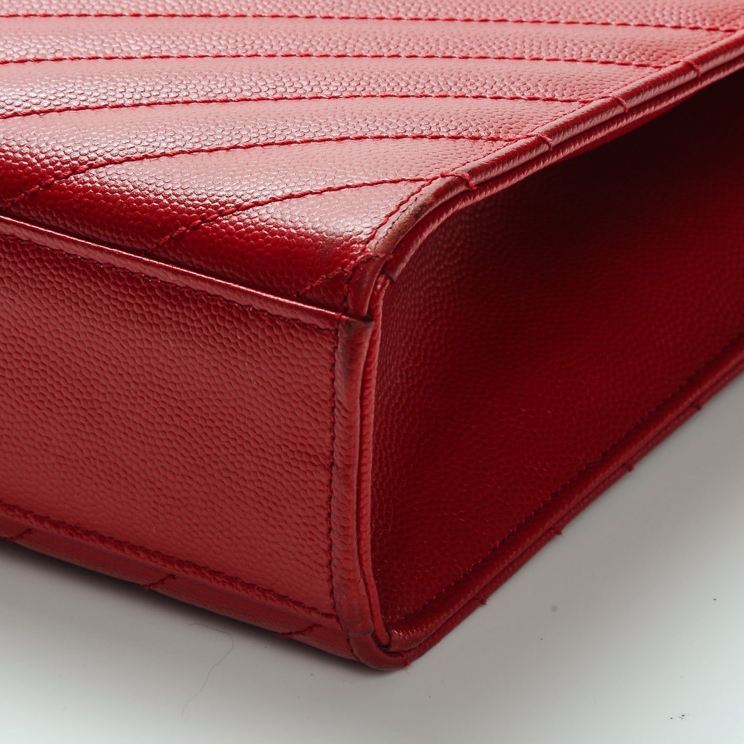 Grain De Poudre Matelasse Chevron Large Monogram Satchel Lipstick Red