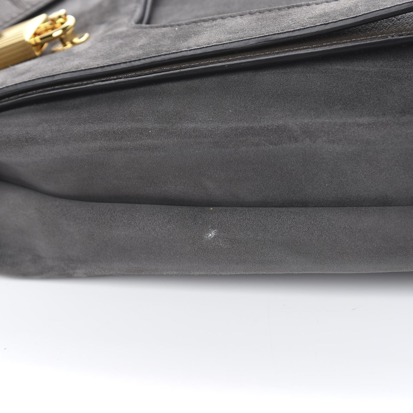 Suede Large Alix Padlock Zip Shoulder Bag Grey