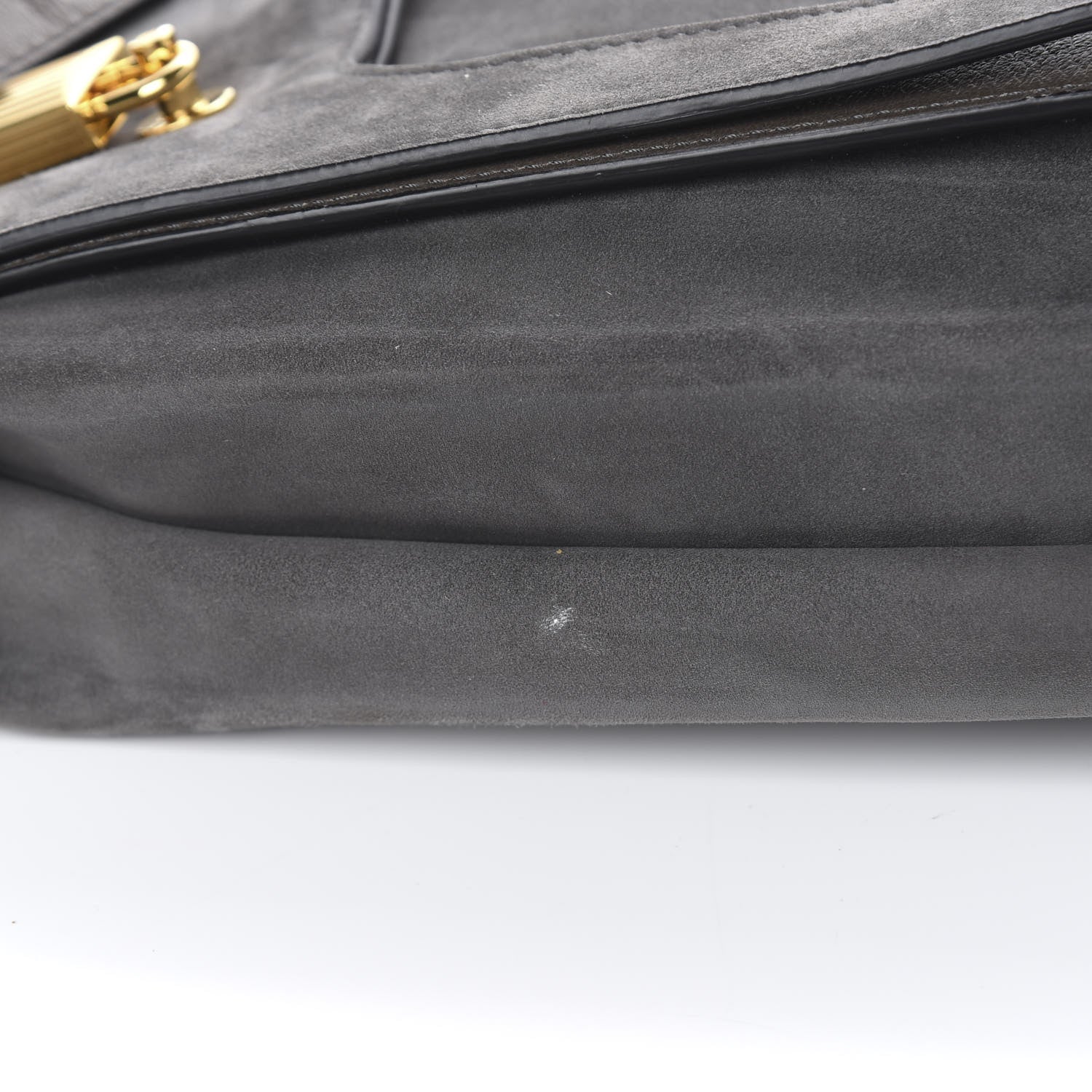 Tom Ford Suede Large Alix Padlock Zip Shoulder Bag Grey 13 of 13