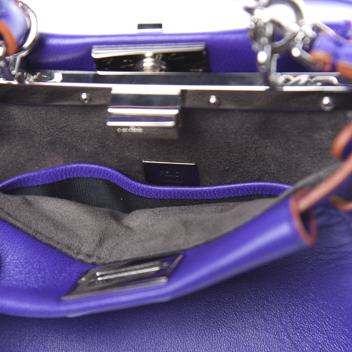 Shiny Nappa Waves Bi-Color Micro Peekaboo Iconic Satchel Purple Amber