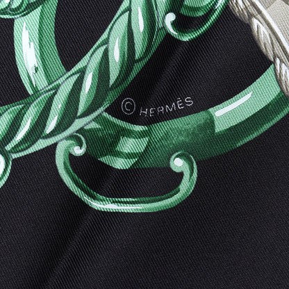 Hermes Silk Lift Profile Scarf 90 Vert Black Gris 4 of 4