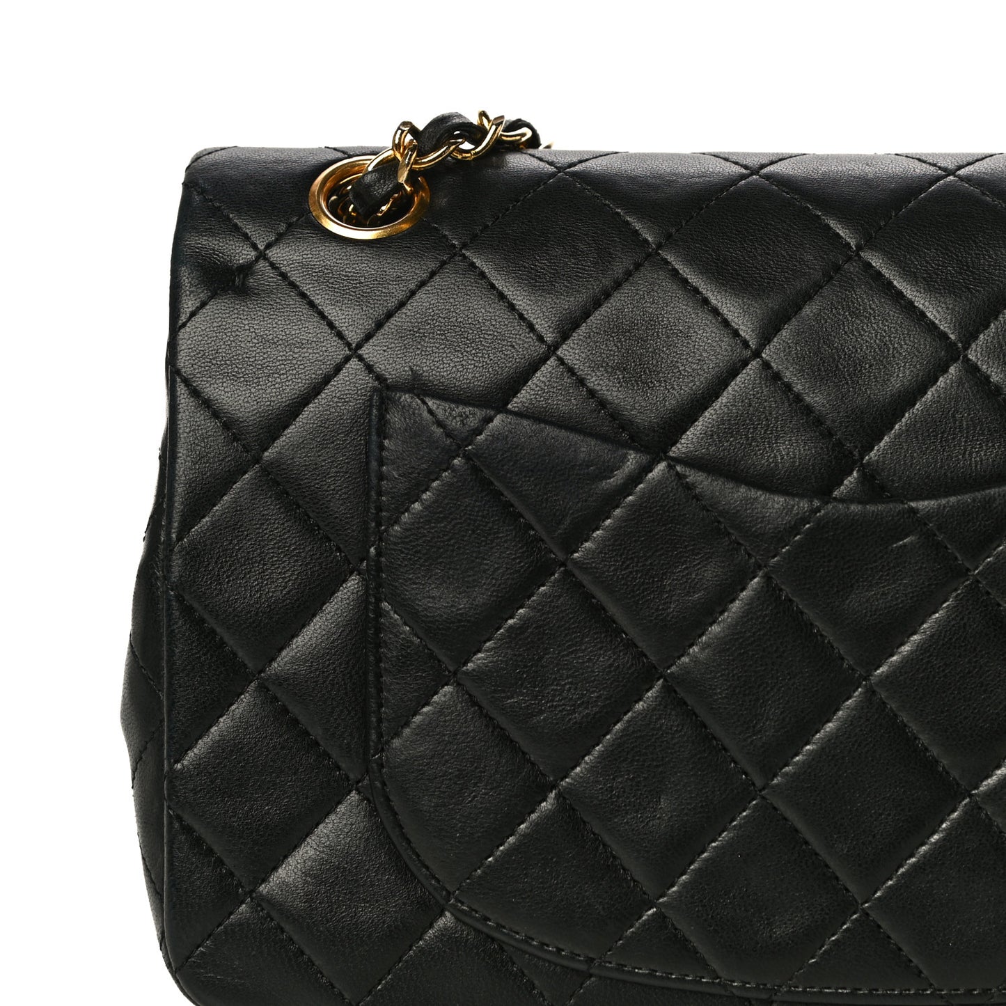 Lambskin Quilted Small Double Flap Black