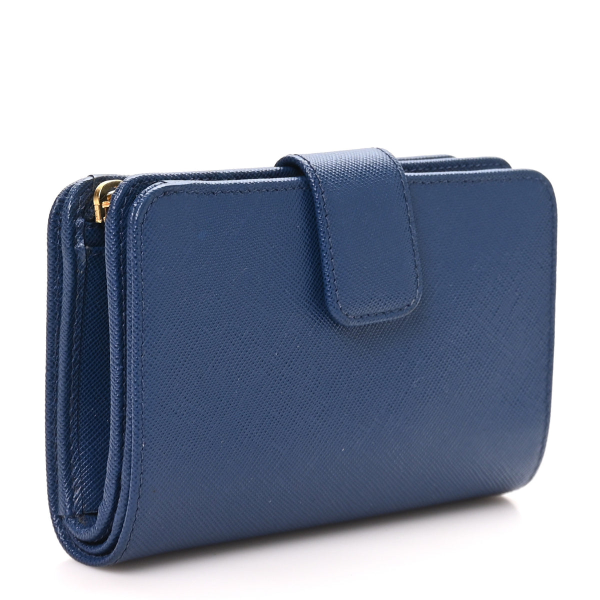 Prada Saffiano Metal Compact Wallet Bluette 3 of 9