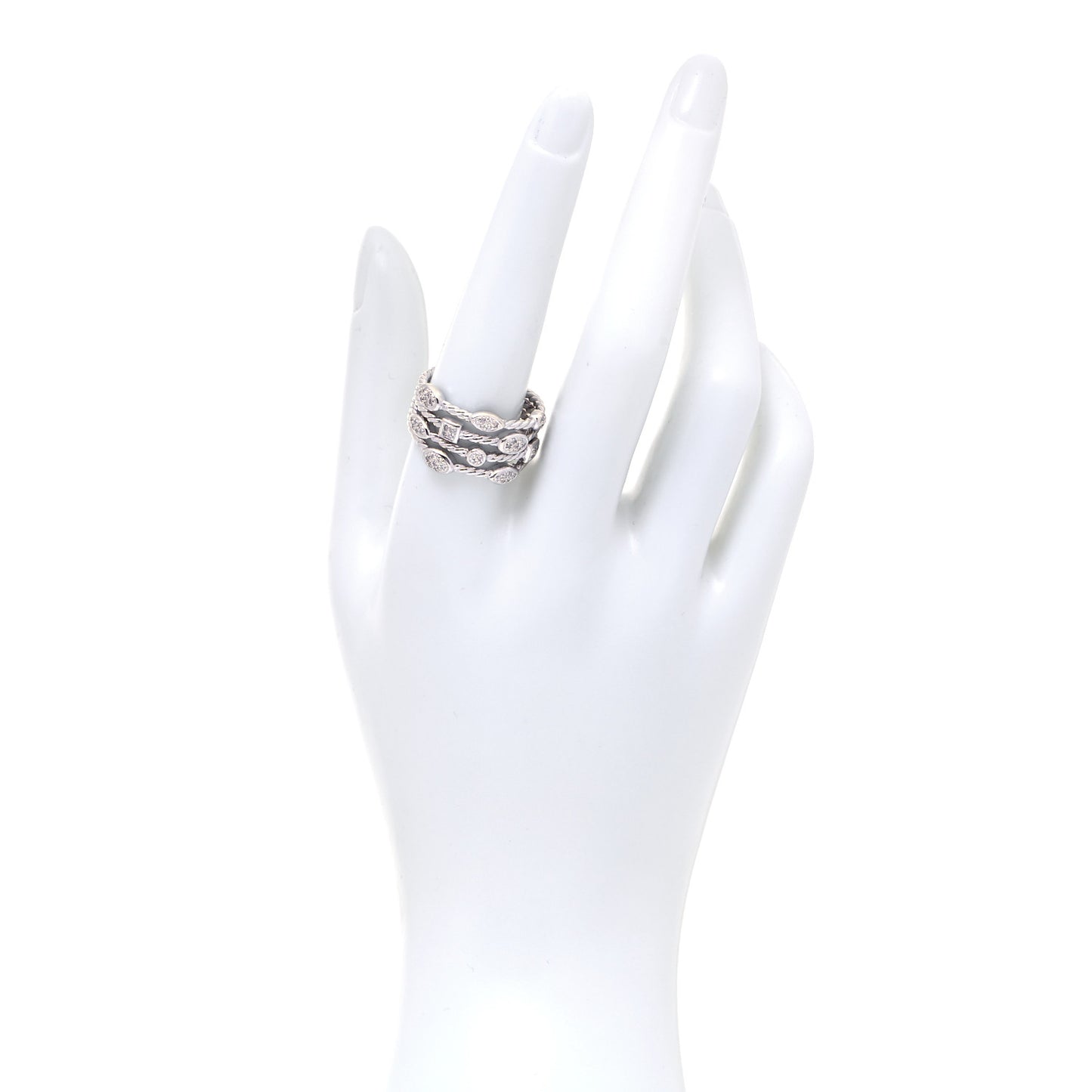 Sterling Silver Diamond Confetti 4 Row Ring 60 9