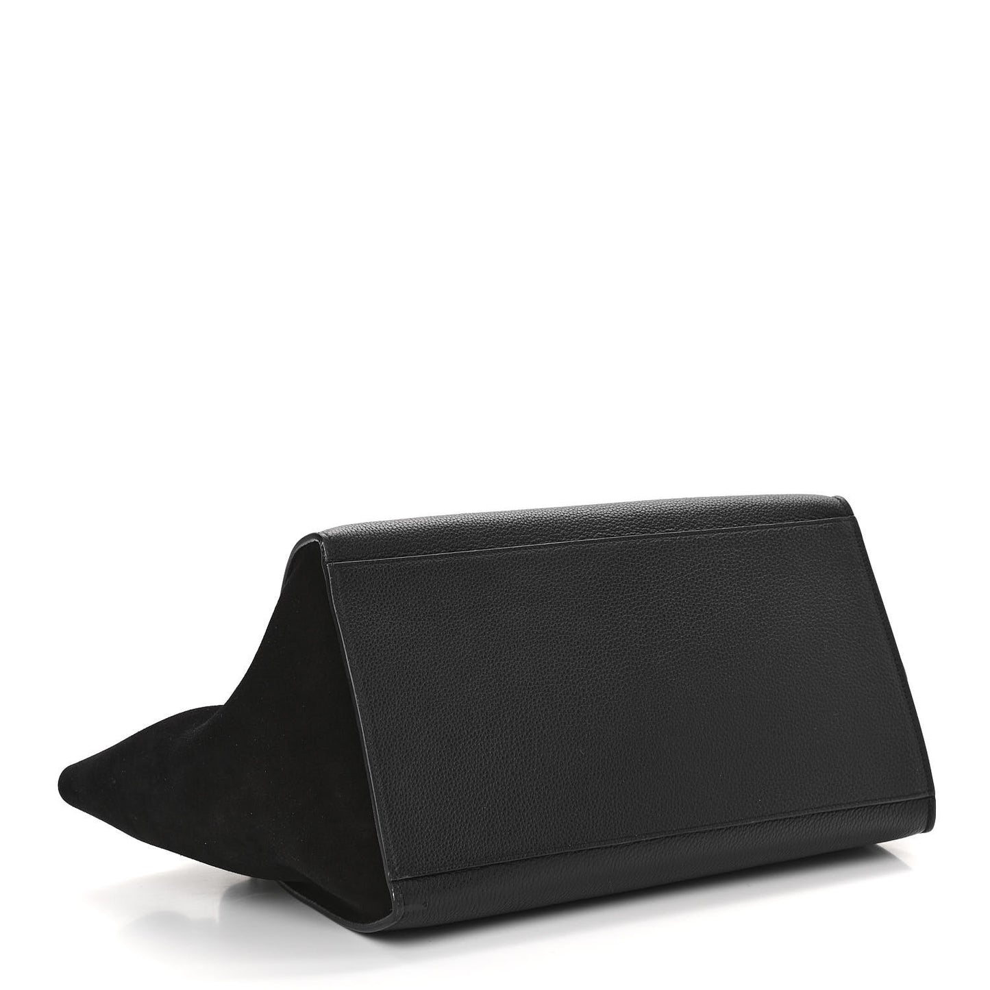 Drummed Calfskin Suede Small Trapeze Black