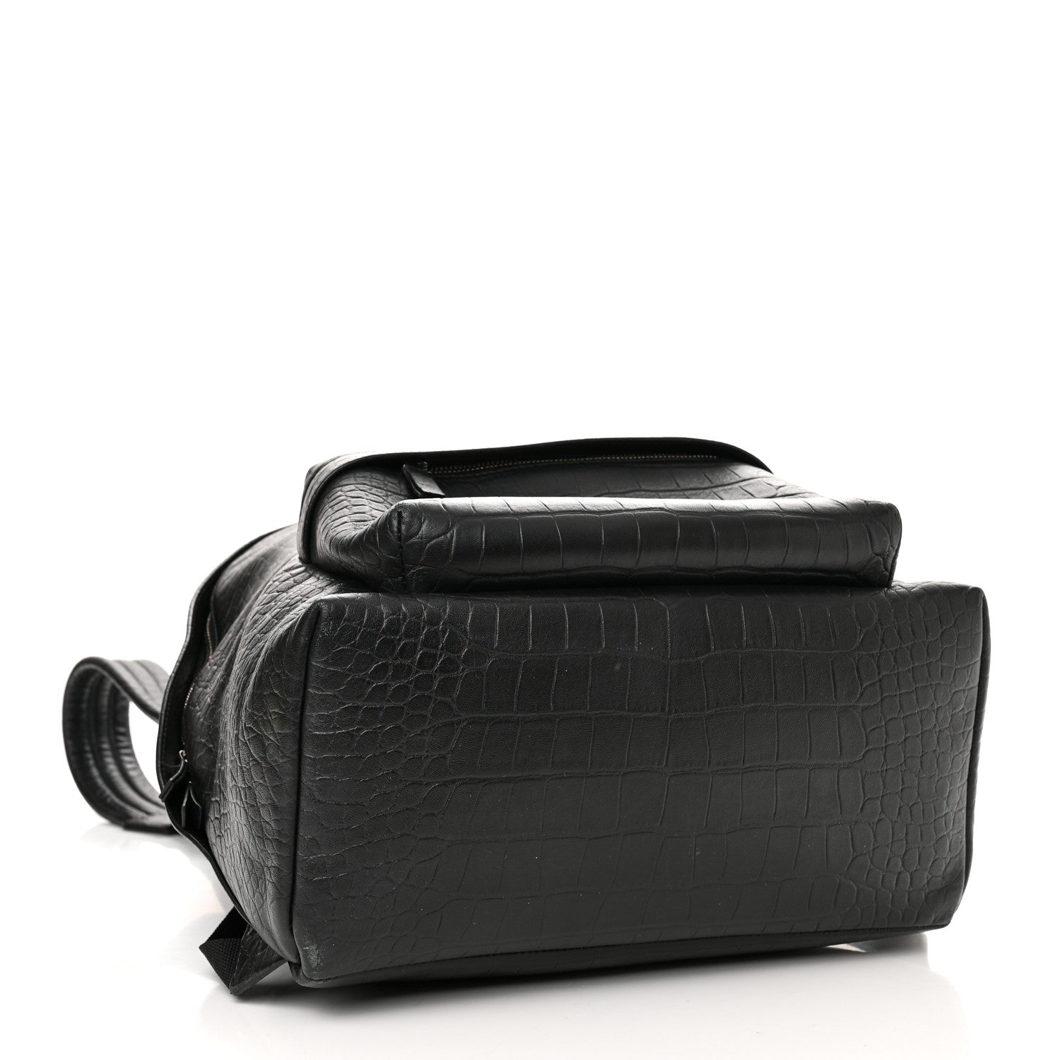 Balenciaga Calfskin Logo Crocodile Embossed Everyday Backpack Black 4 of 15