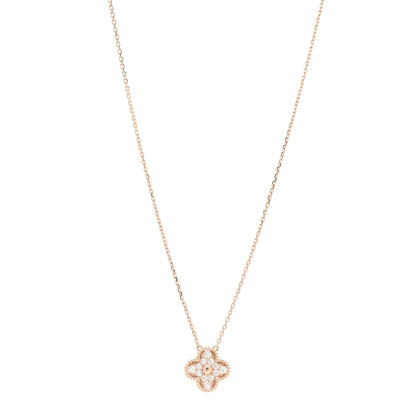 Van Cleef & Arpels 18K Rose Gold Diamond Vintage Alhambra Pendant Necklace 1 of 5