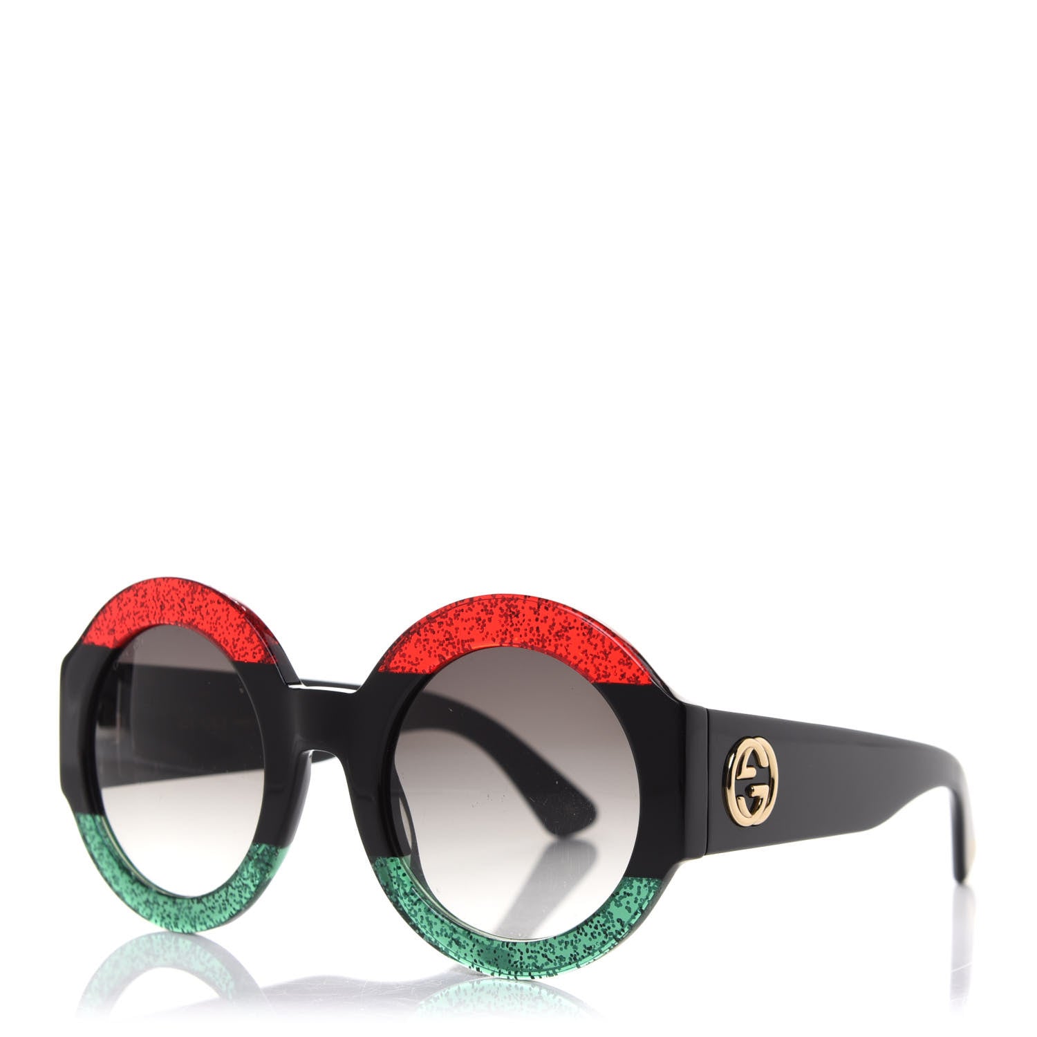 Gucci Acetate Round GG0084S Sunglasses Black Red Green 1 of 9
