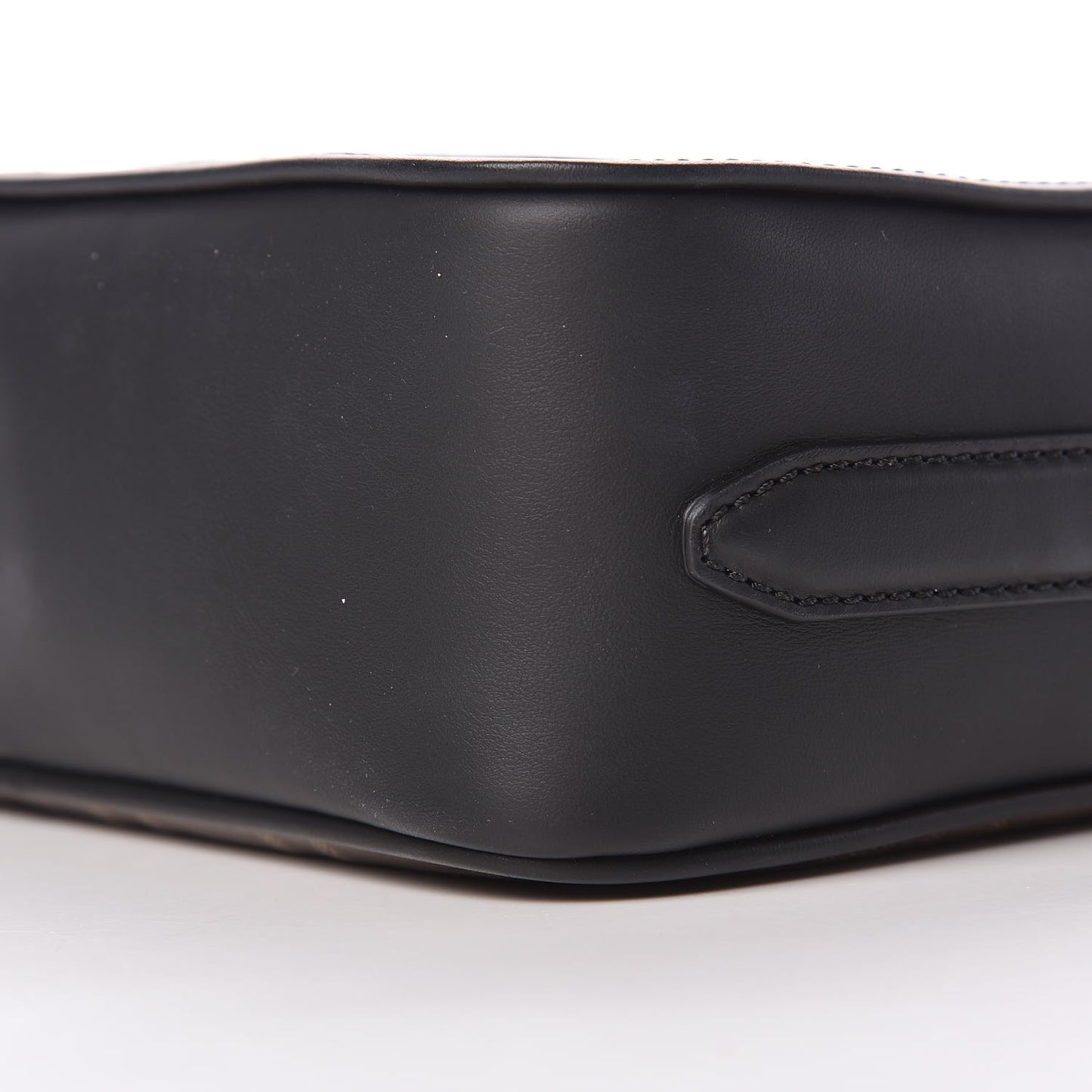 Glazed Fabric Vitello Century F is Fendi FF 1974 Stamp Patch Camera Case Mogano Panna Black