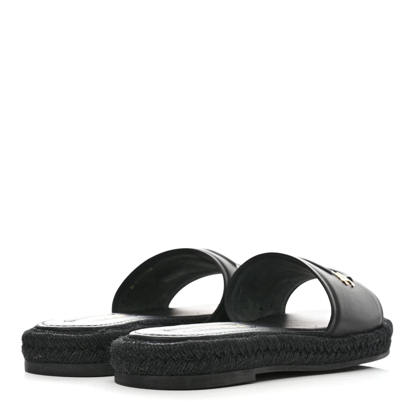 Lambskin Espadrille Mule Sandals 37 Black