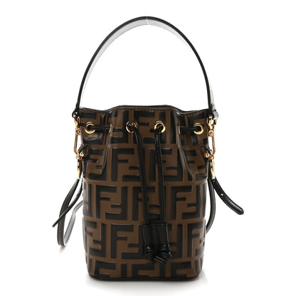 Fendi Vitello Liberty F is Fendi Bi-Color FF 1974 Embossed Mini Mon Tresor Bucket Bag Maya Black 1 of 10