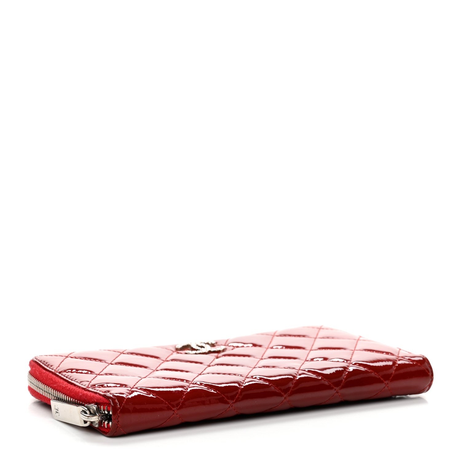Chanel Patent Quilted Brilliant Zip Around Wallet Red 4 of 8