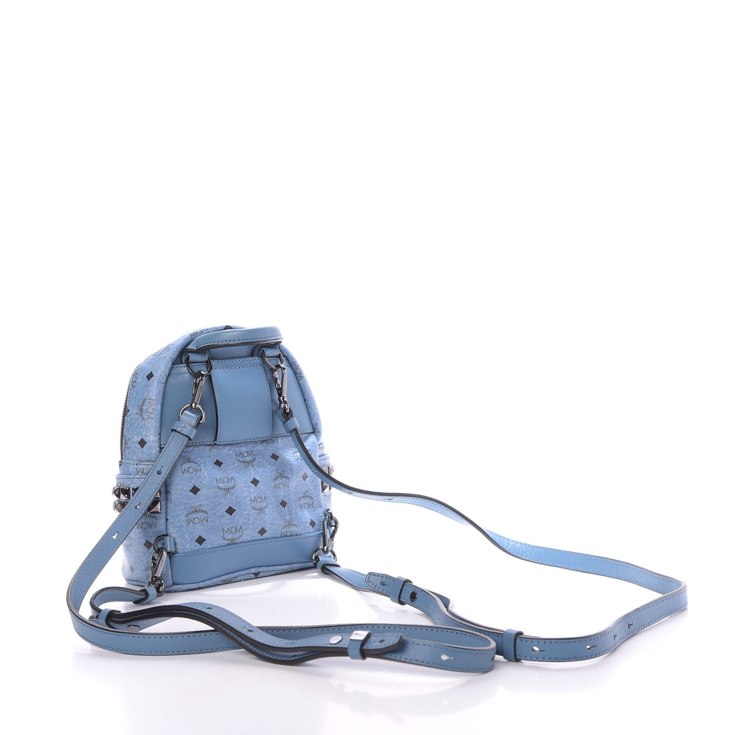 MCM Visetos Side Stud X-Mini Stark Bebe Boo Backpack Blue 2 of 9