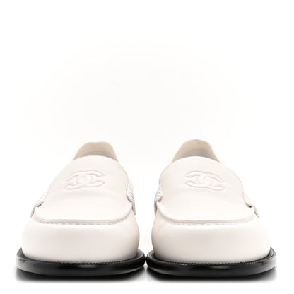Chanel Lambskin CC Mocassin Loafers 38.5 White 6 of 18
