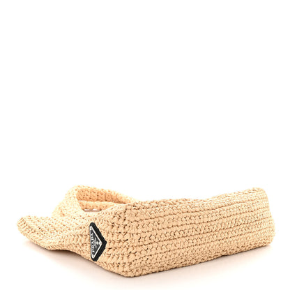 Prada Yarn Raffia Effect Crochet Embroidered Logo Tote Naturale 4 of 9