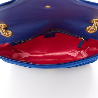 Gucci Velvet Matelasse Medium GG Marmont Shoulder Bag Cobalt Blue 5 of 12