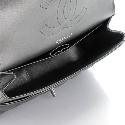 Chanel Metallic Lambskin Quilted Jumbo Double Flap Charcoal Grey 7 of 8