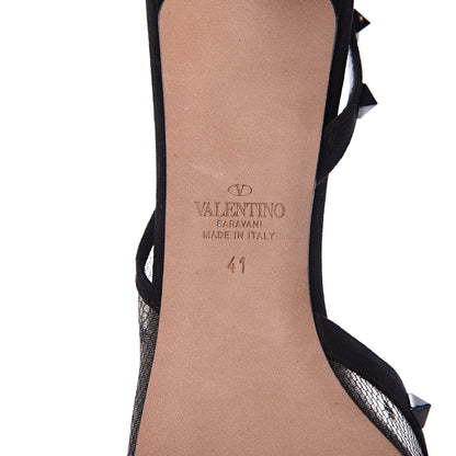 Valentino Garavani Mesh Point d'Esprit Rockstud Half D'Orsay Slingback 50mm Pumps 41 Black 7 of 10