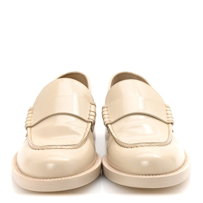 Chanel Shiny Calfskin Logo Loafers 38.5 Light Beige 3 of 10