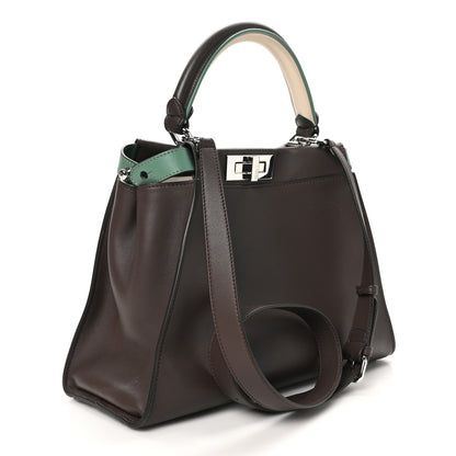 Fendi Vitello Seta Century Nappa Canvas Medium Peekaboo Iconic Defender Satchel Moresco Verde Islanda 5 of 11