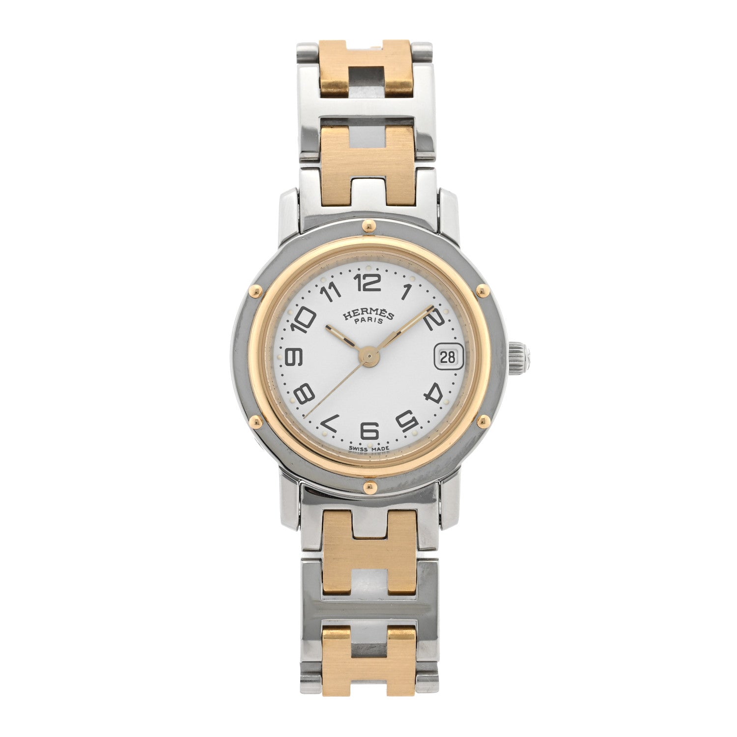 Hermes Stainless Steel 24mm Clipper Quartz Watch Gold 1 of 4