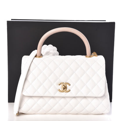 Chanel Caviar Lizard Quilted Small Coco Handle Flap White Beige 10 of 10