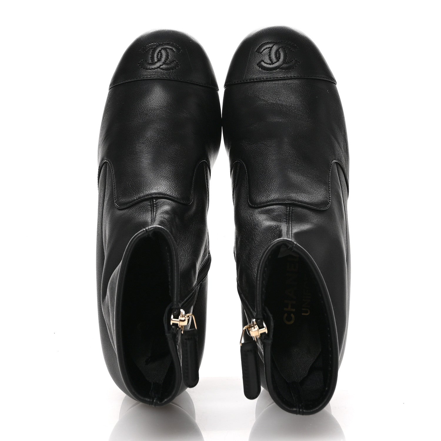 Chanel Stretch Lambskin Cap Toe CC Short Boots 37 Black 2 of 10