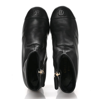 Chanel Stretch Lambskin Cap Toe CC Short Boots 37 Black 2 of 10
