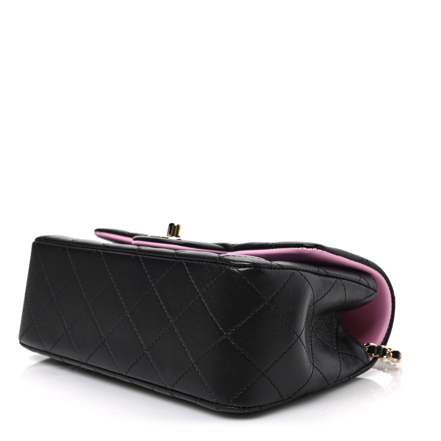 Chanel Lambskin Quilted Bi-Color Mini Top Handle Rectangular Flap Black Lilac 8 of 8