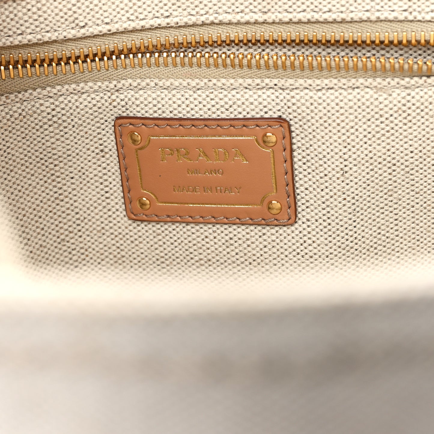 Linen Blend Vitello Logo Tote Natural