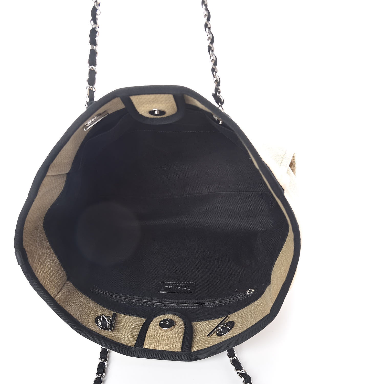 Chanel Canvas Large Deauville Tote Beige Black 5 of 10