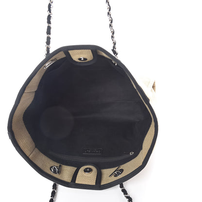 Chanel Canvas Large Deauville Tote Beige Black 5 of 10