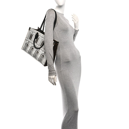 Louis Vuitton X FORNASETTI Calfskin Architettura Onthego MM Black White 2 of 9